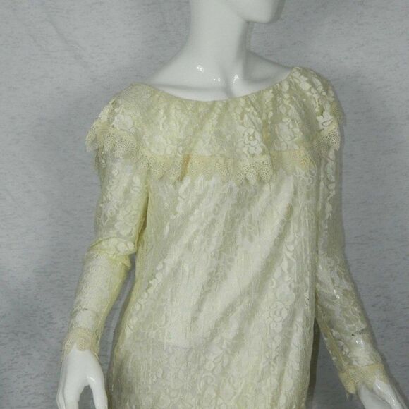 Jessica McClintock Gunne Sax Size Medium Dress Ivory Lace Vintage - Picture 9 of 11